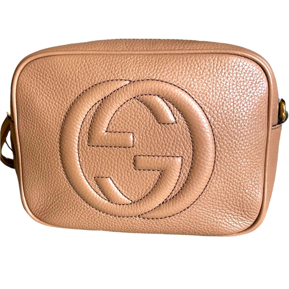 GUCCI Pebbled Calfskin Soho Disco Bag in Beige